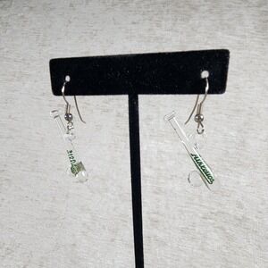 Oakland Athletics Crystal Glass Baseball & Bat Earrings 1"Dangle Fan Merch
